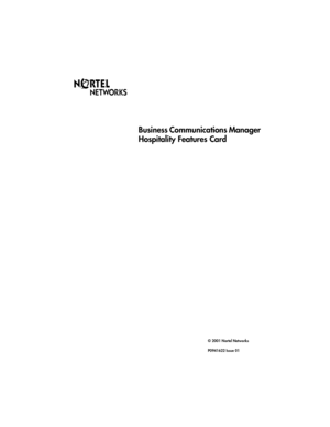 Page 1© 2001 Nortel Networks
P0941622 Issue 01
Business Communications Manager 
Hospitality Features Card 