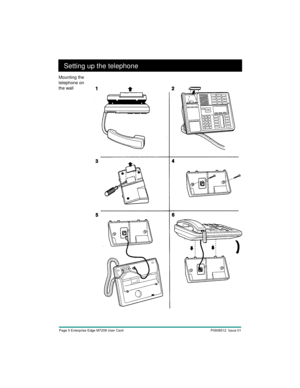 Page 7Page 5 Enterprise Edge M7208 User Card
Setting up the telephone
Mounting the
telephone on
the wall
Page 5 Enterprise Edge M7208 User Card P0908512  Issue 01 