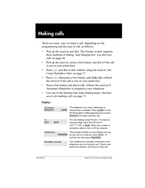 Page 64P0941565 02 Modular ICS 5.0 System Coordinator Guide
Making calls
 	 	 	  	 	 	

 

  
	 	
    	

 	 

+
, *    	
 
	
 	  
 
  
	
 1	   	 
	 	 0>
, *     	 
  	
 
 	
 4  	
 
     
5
,*
Â	
 
	
  	
     1
 	( 	 @2
,*
Â  ...