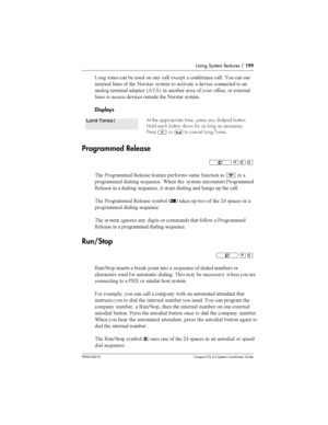 Page 199Using System features /199
P0941543 01 Compact ICS 4.2 System Coordinator Guide
?
 
	 
 		 
  
 	,
	 
		
	 
 
 
 	
	 	 
 	 
 	 
 
	  	
	 
	
	 
 

 	 	6557  
	 	 
 
 

	 
 	,	
	 
 

	 	
	 
	 	 
 	
Displays
Programmed Release
²¥¡á
	 &
	 			 		 	
 	 

 ¨ 

	  	A	
	 ;	 	 	 	
	 &
...