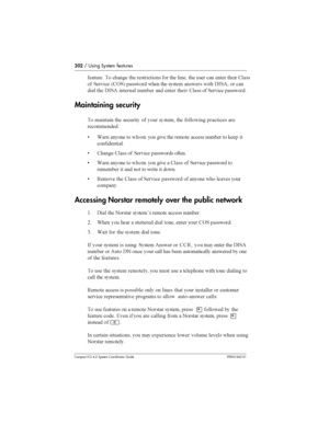 Page 202202/ Using System features
Compact ICS 4.2 System Coordinator Guide P0941543 01
		 
 
	 	 	

 
 	 	 	 	 
 		 	 .

 	
	 6.17 
 	 	 		  !-5 
 

 	 !-5 	 	  		 	 . 
	
	 

Maintaining security

  	 	
 
 
 	 	 

 

	 	
	
		+
 ; 
	 
 
 
	 	 	
	 

	 	 
 #		 

	
 .	 . 
 	...