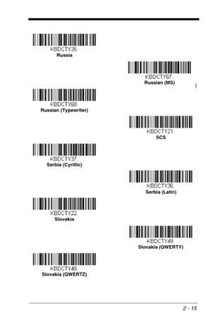 Page 312 - 15
[
Russia
Russian (MS)
Russian (Typewriter)
SCS
Serbia (Cyrillic)
Serbia (Latin)
Slovakia
Slovakia (QWERTY)
Slovakia (QWERTZ) 