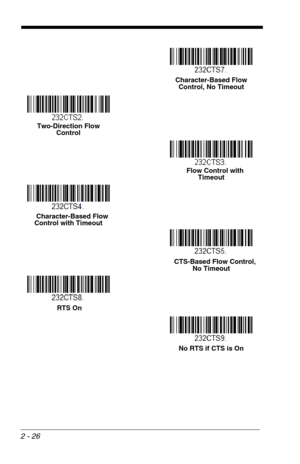 Page 422 - 26
Character-Based Flow 
Control, No Timeout
Two-Direction Flow 
Control
    Flow Control with 
Timeout
    Character-Based Flow 
Control with Timeout    
    CTS-Based Flow Control, 
No Timeout
 RTS On
No RTS if CTS is On 