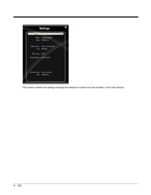 Page 1966 - 102
This screen contains the settings including the telephone number from the provider, in this case Verizon. 