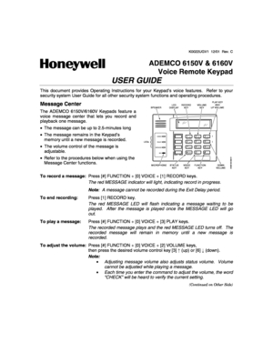 honeywell alarm keypad manual