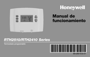 Page 25Manual de 
funcionamiento
RTH2510/RTH2410 Series
Termostato programable
69-2601ES-01  