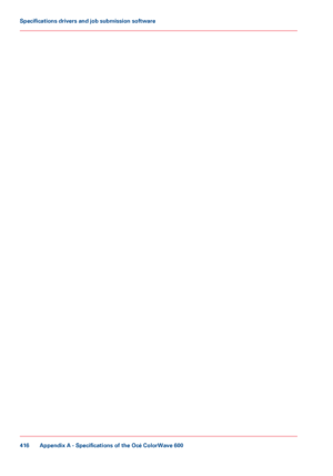 Page 416Appendix A - Specifications of the Océ ColorWave 600416Specifications drivers and job submission software
Downloaded From ManualsPrinter.com Manuals 