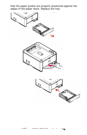 Page 125125 – C330/C530 Troubleshooting
that the paper guides are properly positioned against the 
edges of the paper stack. Replace the tray.
Downloaded From ManualsPrinter.com Manuals 