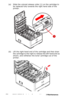 Page 8080  –  C330/C530 Replacing Consumables and Maintenance 
(a) Slide the colored release collar (1) on the cartridge to 
be replaced fully towards the right hand side of the 
printer.
(b) Lift the right-hand end of the cartridge and then draw 
the cartridge to the right to release the left-hand end as 
shown, and withdraw the toner cartridge out of the 
printer. 
Downloaded From ManualsPrinter.com Manuals 