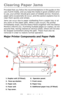 Page 6060 – C710n User’s Guide
Clearing Paper Jams
Provided that you follow the recommendations in this guide on the 
use of print media, and you keep the media in good condition prior 
to use, your printer should give years of reliable service. However, 
paper jams occasionally do occur, and this section explains how to 
clear them quickly and simply.
Jams can occur due to paper misfeeding from a paper tray or at 
any point on the paper path. When a jam occurs, the printer 
immediately stops, and the Status...