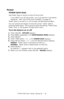 Page 45C7350/7550 User’s Guide: Setting Up   •  45
Power
POWER SAVE Mode
Use Power Save to avoid turning off the printer.
If you MUST turn off the printer, you must perform a shutdown 
sequence.  See “Hard Disk Drive installed” on page 48.
Power Save is turned on or off through the Maintenance Menu.
You can choose the length of time the printer “waits” before 
entering Power Save.  This is done through the setting “Power Save 
Delay Time” in the System Configuration menu.
Turn the feature on or off
1.Press...