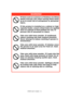 Page 11C9600 User’s Guide> 11
WARNING!
If items such as scanners or finishers are fitted, 
please exercise care when moving these items 
so as to avoid risk of entrapment or personnel 
injury.
If this product is installed on a cabinet or high 
capacity feeder, ensure wheel locks are applied 
once it is placed in final position for use, to 
prevent risk of movement or injury.
Take care with toner powder. If swallowed, 
induce vomiting and seek medical attention.
Never attempt to induce vomiting if person is...