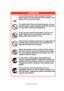 Page 9C9650 User’s Guide> 9
WARNING!
Use only the power cable supplied. Using a 
power cable not intended for this product may 
lead to fire or electric shock.
To avoid risk of fire and electric shock, do not 
use the power cable supplied with this product 
for any other electrical equipment.
If you do not connect the power cord or any 
other cables only as directed in the Users 
Guide, this may result in a fire.
Ensure loose clothing and hair are kept clear of 
moving parts when printer is in operation to...