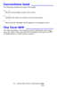 Page 1111 – About This Guide: Conventions Used
MC361/MC561/CX2731 MFP Advanced User’s Guide
Conventions Used ____________
The following symbols are used in this guide:
•[  ] 
Placed around display screen menu items.
•<  > 
Indicates the name of a button on the control panel.
•“  ” 
Placed around messages which appear on the display screen
The Term MFP _______________
The units described in this manual are all multifunction units (copy, 
scan, fax, print). They are referred to throughout this book as “MFP,” 
an...