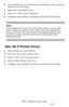 Page 125125 – Printing: Saving Toner
MC361/MC561/CX2731 MFP Advanced User’s Guide
3Click “Preferences” (or “Properties”, depending on the version of 
Windows you are using).
4Select the Job Options tab.
5Select the Toner Save check box.
6Configure other settings if necessary and then start printing. 
Note
In the Windows PCL and PCL XPS printer drivers, you can also 
select ‘Office Document” on the “Color” tab which controls the 
amount of toner. The color density of he output image is even 
lower if you select...