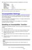 Page 2626 – Copying: Incompatible Settings
MC361/MC561/CX2731 MFP Advanced User’s Guide
12Check that the following settings are displayed on the start 
screen:
[Mixed Size]: ON
[Paper Feed]Auto
[Zoom]: 100%
[Scan Size]: Legal 14
13Use the numeric keypad to enter the number of copies.
14Press the Mono Start or Color Start key.
Incompatible Settings _________
Some functions cannot be used in combination with other functions. 
For example, when you have specified [Margin], you cannot specify 
[N-in-1] and...