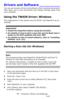 Page 7777 – Scanning: Drivers and Software
MC361/MC561/CX2731 MFP Advanced User’s Guide
Drivers and Software __________
You can use scanner drivers and software when scanning documents. 
They allow you to scan documents and change settings easily from 
your computer.
Using the TWAIN Driver: Windows
The explanations in this section use the MC561 and PaperPort as an 
example.
Important!
• Install the PaperPort before using this function.
• For details on how to start a scan job, see the Basic User’s 
Guide on the...