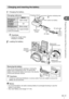 Page 1111EN
Preparing the camera and ﬂ ow of operations
1
Charging and inserting the battery
1 Charging the battery.
Charging indicator
BCS-5
 Charging in 
progress Lights orange
Charging 
complete  Off
Charging error Blinks orange
(Charging time: Up to approximately 
3 hours 30 minutes)
1
2
3
AC wall outlet
AC cableLithium ion  charger
Lithium ion battery
Direction indicating mark 
()Charging indicator
# Cautions
•  Unplug the charger when 
charging is complete.
2 Loading the battery.
2
1
3
 Battery/card...