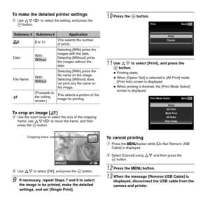 Page 4848EN
To make the detailed printer settingsTo make the detailed printer settings1 Use FGHI to select the setting, and press the 
A button.
Submenu 5 Submenu 6 Application
