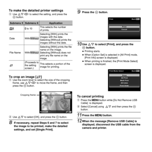 Page 5656EN
To make the detailed printer settingsTo make the detailed printer settings1 Use FGHI to select the setting, and press the 
A button.
Submenu 5 Submenu 6 Application
