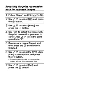 Page 5858EN
Resetting the print reser vation data for selected images
1 Follow Steps 1 and 2 in [ 