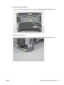 Page 1333.Remove five screws (callout 1).
Figure 6-34   Remove the rear cover, rear door, and duplex-paper-feed assembly (2 of 6)
1
4.Release one tab (callout 2).
Figure 6-35   Remove the rear cover, rear door, and duplex-paper-feed assembly (3 of 6)
2
ENWW External panels, covers, and doors 121 