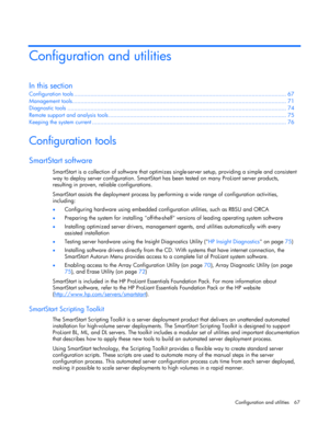 Page 67
 
Configuration and utilities  67 
Configuration and utilities 
In this section 
Configuratio n tools ........................................................................\
.................................... ..................... 67 
Management  tools........................................................................\
....................................... ................... 71 
Diagnostic  tools ........................................................................\...