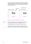 Page 43ENPrintable Area 2-9 The HP LaserJet printers perform pixel-level clipping. When printing 
characters or graphics, if any por tion of the character cell or graphic is 
outside the printable area, only that portion outside the printable area 
is clipped (see Figure 2-4).
Figure 2-4 Printable Area Character Cell Positioning 
NotesPixel level clipping can also occur at the logical page for PCL when 
the page is positioned using the Left Registration command.
Pixel level clipping also occurs at the picture...