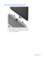 Page 21Releasing the tablet from the keyboard dock
To release the tablet from the keyboard dock, follow these steps:
1.Slide the release latch on the keyboard dock to the left (1).
2.Lift and remove the tablet (2).
Keyboard dock 13 