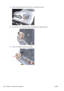 Page 26633.Remove the Belt Assembly from the Scan- Axis Motor drive wheel.
34.Remove the two T-15 screw that secure the Media Lever attachment plate.
35.Remove the Media Lever attachment plate.
252 Chapter 6   Removal and Installation ENWW 