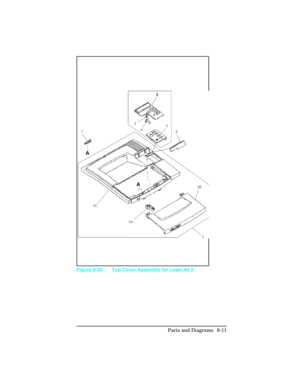 Page 311Figure 8-3b Top Cover Assembly for LaserJet 5
Parts and Diagrams  8-11 