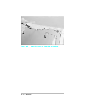 Page 368Figure A-8 Latch Location on Underside of Duplexer
A -12  Duplexer  