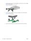 Page 1327.Carefully squeeze the ends of the rails together , and then slide the drive out of the carrier 2 as
shown in the following figure.
Figure 5-61  Removing the drive from the carrier
8.Carefully separate the rails  and remove the hard drive 2 as shown in the following figure.
Figure 5-62  Removing the rails
9.Reinstall all removed components and reconnect any cables that have been disconnected.
120 Chapter 5   Replacing components ENWW 