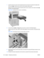 Page 1347.Insert the hard drive carrier into the optical disk drive bay cage until it reaches the release latch.
Pull the latch 
 and slide the drive carrier into the chassis, past the latch.
Release the latch and then slide the assembly further into the chassis until it snaps into place 
2
as shown in the following figure.
Figure 5-65  Installing the drive carrier in the ODD bay
8.Connect the power  and data 2 cables to the drive as shown in the following figure.
If the hard disk drive is SAS, attach a SATA-SAS...