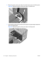 Page 1466.Replace the graphics auxiliary power cables in the retention hook as shown in the following figure.
Figure 5-82  Replacing the graphics auxiliary power cables in the retention hook
7.Clip the graphics auxiliary power connectors into the expansion card guide storage receptacles as
shown in the following figure.
Figure 5-83  Replacing the graphics auxiliary power cables in the storage pocket
134 Chapter 5   Replacing components ENWW 