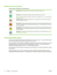 Page 20Buttons on the touchscreen
Various buttons can appear on the touchscreen.
Home button. Touch this button to go to the Home screen from any other screen.
Start button. Touch this button to begin the action for the feature that you are using.  
NOTE: The name of this button changes for each feature. For example, in the Copy feature, the button 
is named  Start Copy.
Information button. This button appears when two or more settings are in conflict. Touch the button to 
learn how to resolve the conflict....