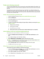 Page 82
Create user and group accounts
You can use the embedded Web server to access users or groups already defined on the network. You
can also set up device user accounts, which are assigned an access code and are stored on the device
hard disk.
The simplest way to set up access for all users in  your organization is to configure the Device User
permission set to meet the needs of the majority of the users. Then, assign all users to the Device User
permission set. For those individuals who need acce ss that...