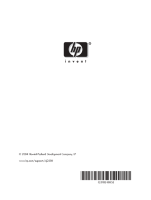 Page 176Q3702-90952
*Q3702-90952*
*Q3702-90952*
© 2004 Hewlett-Packard Development Company, LP
www.hp.com/support/clj2550
 