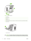 Page 20
Figure 1-2   Back and side view
1On/off switch
2Power connection
3Dust cover
4DIMM access door
5HP built-in internal print server for connecting to a 10/100 Base-T network (HP Color LaserJet 2605dn and 2605dtn)
6USB connection
1Transfer belt (ETB)
CAUTION Do not place anything on the transfer belt, which is located on the inside of
the front door. Otherwise, the printer may be damaged, adversely affecting print quality.
8 Chapter 1   Printer basics ENWW
 