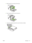 Page 1613.Rotate the transfer unit up and  away from the front door.
4.Remove any jammed sheets from under the transfer unit.
5.Locate the green registration-plate tabs that are below the bottom print cartridge.
ENWW Clearing jams 147
 