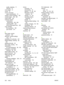 Page 256quality, adjusting 71
reducing 74
cover pages 41
covers 41
covers, document
paper specifications 13
creases, resolve problems 183
crooked pages 182,  186
curled media 182
customer support
maintenance
agreements 223,  236
repacking MFP 224
service information form 225
Cyan cartridge
life expectancy 158
part number 214
D
dark copies, resolve
problems 190
darkness, contrast settings
copy 73
declaration of conformity 237
default settings, restoring 58, 
126
deleting print jobs 62
Demo page, printing 140...