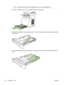 Page 66
NOTEInstructions are the same for loading media in tray 2 and optional tray 3.
1.Pull tray 2 or optional tray 3 out of the MFP and remove any paper.
2.Move the rear guides to match the paper size. Tray 2 and optional tray 3 accept several standard
paper sizes.
3.When printing paper longer than Letter/A4, extend the rear of the tray until it matches the paper
size.
52 Chapter 6   Print ENWW
 