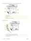 Page 18HP LaserJet CM1312 (fax/photo-card model) Back view
8Power connector
9Rear door for jam access
10Fax ports
11Hi-Speed USB 2.0 port and network port.
Interface ports
1Fax ports (HP LaserJet CM1312 (fax/photo-card model) only)
2Network port (HP LaserJet CM1312 (fax/photo-card model) only)
3Hi-Speed USB 2.0 port
6 Chapter 1   Product basicsENWW
 