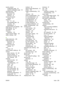 Page 271reports, product
configuration page 49
network configuration page 49
reprinting faxes 136
resize documents
Macintosh 39
Windows 67
resizing documents
copying 75
resolution
fax 117,  118
HP ImageREt 3600 90
scanning 100
specifications 3
restoring factory-set defaults 190
RGB settings 87,  90
ring patterns 122
ring tones
distinctive 122
rings-to-answer setting 120
rollers, ordering 229
S
safety statements 250
scale documents
Macintosh 39
Windows 67
scaling documents
copying 75
scan
cancel 99
Scan to...