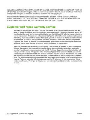 Page 244(INCLUDING LOST PROFIT OR DATA), OR OTHER DAMAGE, WHETHER BASED IN CONTRACT, TORT, OR
OTHERWISE. Some countries/regions, states or provinces do not allow the exclusion or limitation of incidental or
consequential damages, so the above limitation or exclusion may not apply to you.
THE WARRANTY TERMS CONTAINED IN THIS STATEMENT, EXCEPT TO THE EXTENT LAWFULLY
PERMITTED, DO NOT EXCLUDE, RESTRICT OR MODIFY AND ARE IN ADDITION TO THE MANDATORY
STATUTORY RIGHTS APPLICABLE TO THE SALE OF THIS PRODUCT TO YOU....