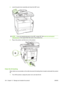 Page 206
4.Lower the green lever assembly and close the ADF cover.
NOTE: If you are experiencing jams in the ADF, contact HP. See www.hp.com/support/
CM2320series  or the support flyer that came in the product box.
5.Plug in the product, and then turn on the product.
Clean the lid backing
Minor debris can accumulate on the white document lid backing that is located underneath the product
lid.
1.Turn off the product, unplug the power cord, and raise the lid.
194 Chapter 14   Manage and maintain the product ENWW
 