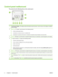 Page 18Control-panel walkaround
The product has the following items on the control panel.
!
1Control-panel display: The display provides information about the product. Use the menus on the display to establish
product settings.
2Back arrow () button: Use this button for the following actions:
●Exit the control-panel menus.
●Scroll back to a previous menu in a submenu list.
●Scroll back to a previous menu item in a submenu list (without saving changes to the menu item).
3Left arrow () button: Use this button to...