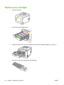 Page 92Replace print cartridges
1.Open the front door.
2.Pull out the print-cartridge drawer.
3.Grasp the handle on the old print cartridge and then pull the cartridge straight up to remove it.
4.Remove the new print cartridge from the packaging.
82 Chapter 9   Manage and maintain ENWW
 