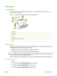 Page 161
Clear jams
Jam locations
Use this illustration to troubleshoot jams in the printer. For instructions to clear jams, see Clear jams
from input trays on page 150.
Figure 11-1   Jam locations (printer shown without optional tray 3)
1
2
3
4
5
6
1Output bin
2Paper path
3Tray 1
4Trays 2 or 3
5Duplex path (for 2-sided printing)
6Fuser
Jam recovery
This printer automatically provides jam recovery, a feature that you can use to set whether the printer
should attempt to automatically reprint jammed pages.
●AUTO...