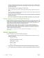 Page 12●Receive e-mail alerts about product events, such as when the product is low on supplies. Set up
four different destination lists for each user (administrators and service), with up to 20 recipients
on each of the four lists
●Select the language in which to display the HP EWS screens
●Print to an HP product using a PDF or print-ready file without having to install the product print
driver
●Conserve energy by scheduling the product sleep delay so that the product will go into sleep mode
after a period of...